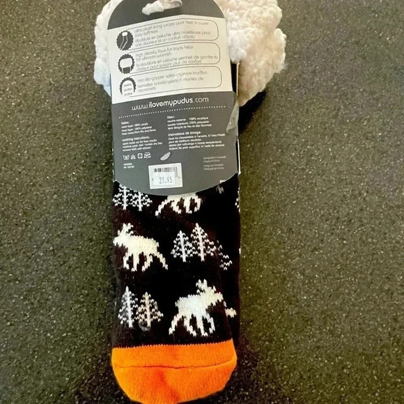 Pudus Slipper Socks Warm Deer Tree Ourdoor Themed Non Slip Gripper Sole Vegan - Picture 2 of 4
